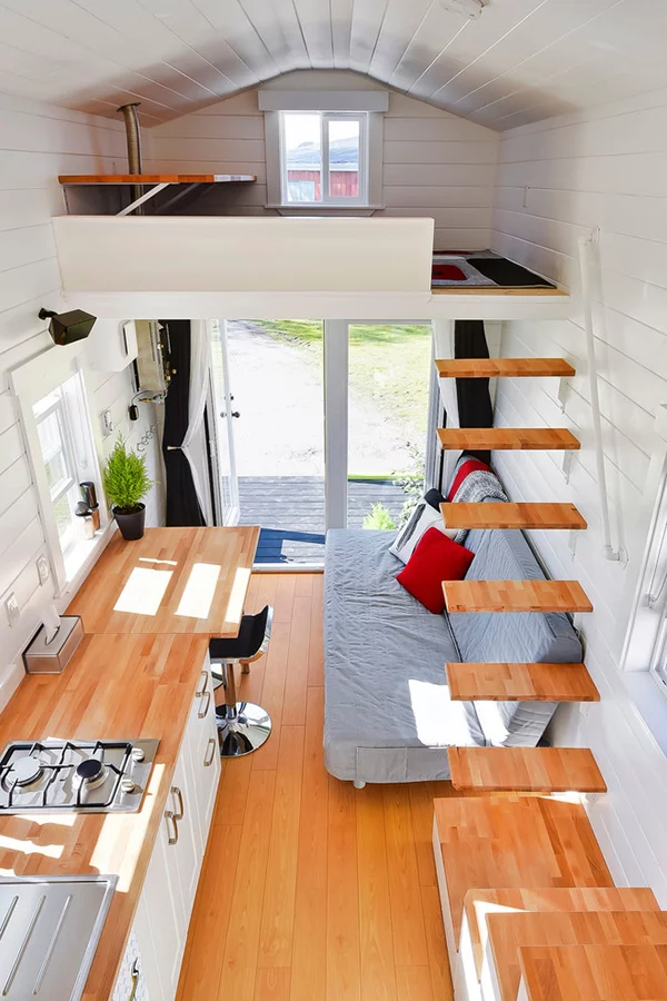 Tiny house stairs to loft