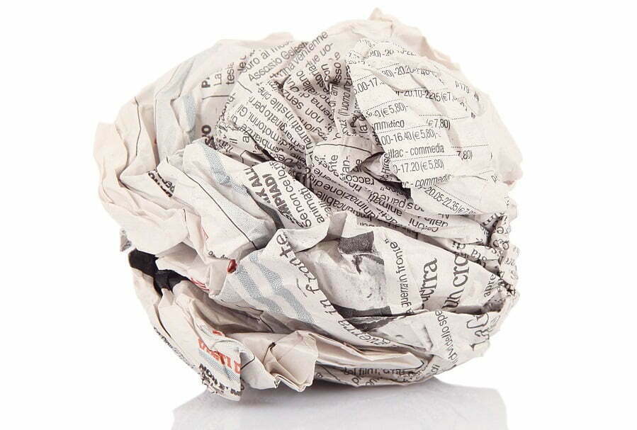 old newspaper balled for reuse