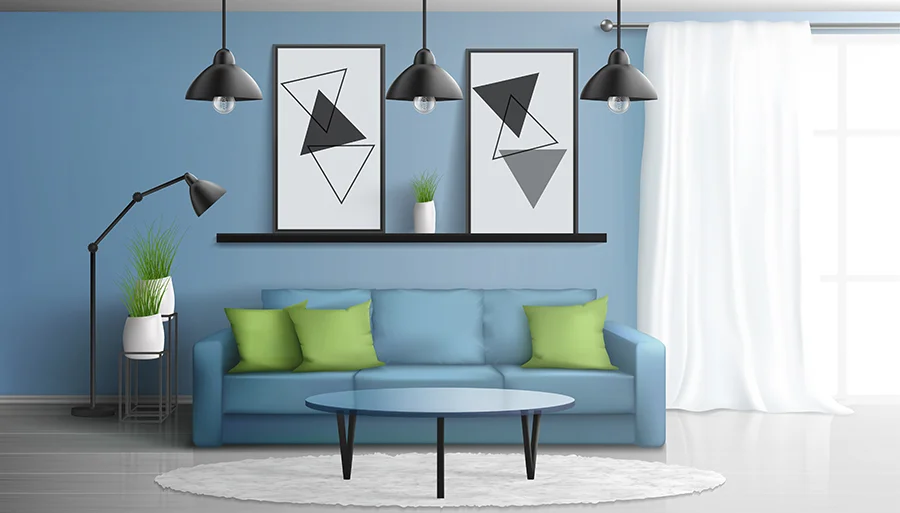Mobile Home Living Room Pops of Color