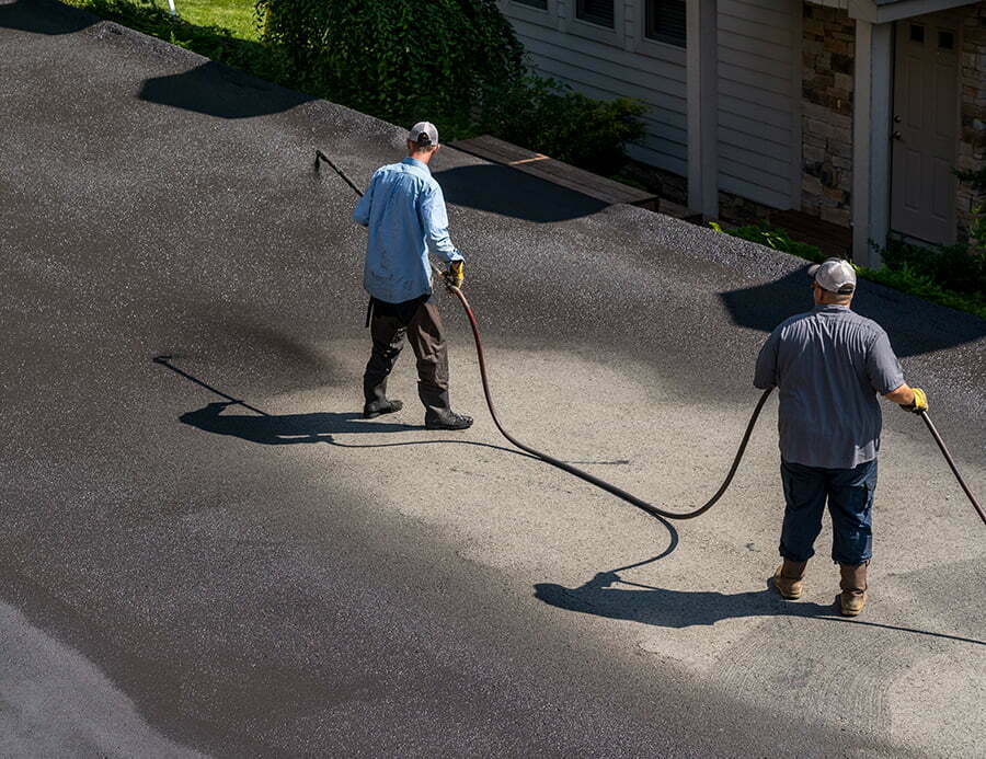 Spraying Diesel on Recycled Asphalt