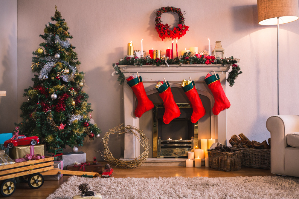 Place Colorful Garlands Around Banisters and Mantles