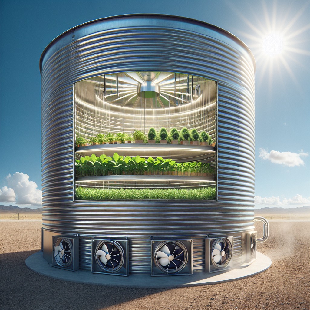 cooling systems suitable for grain bin greenhouses