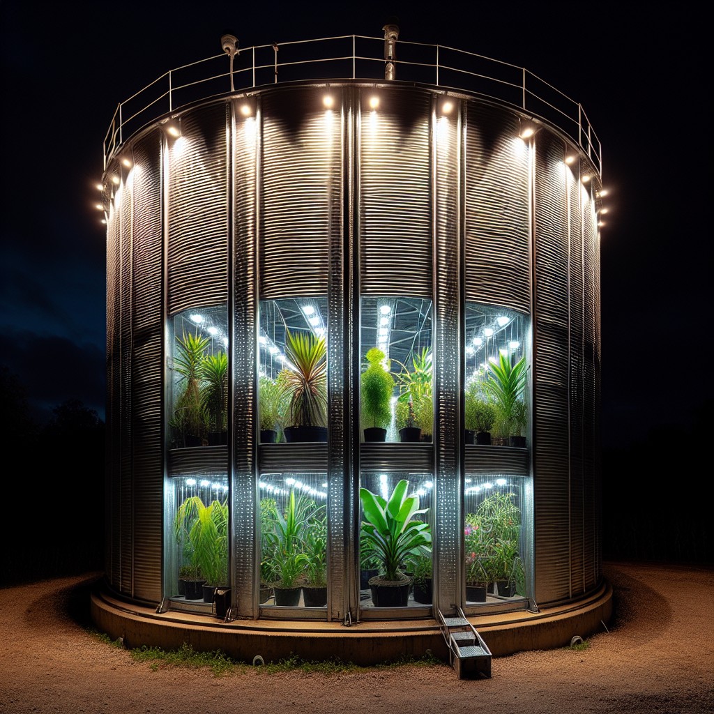 lighting solutions for a grain bin greenhouse