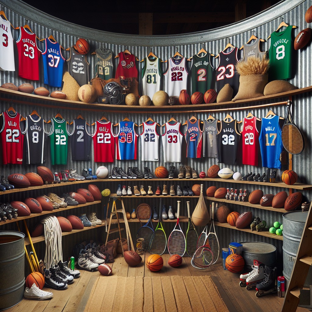 personalized sports gear storehouse in grain bin