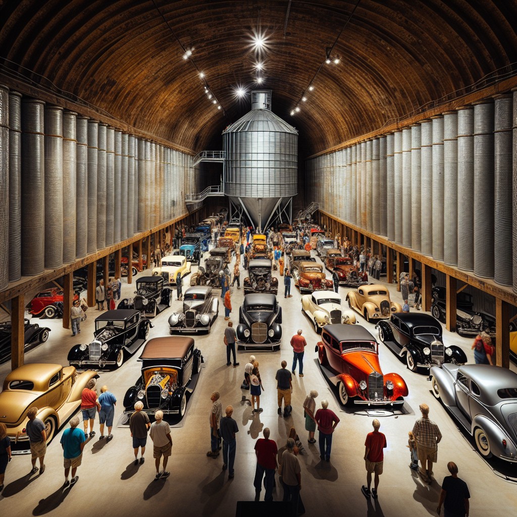 transforming grain bin into classic car showroom
