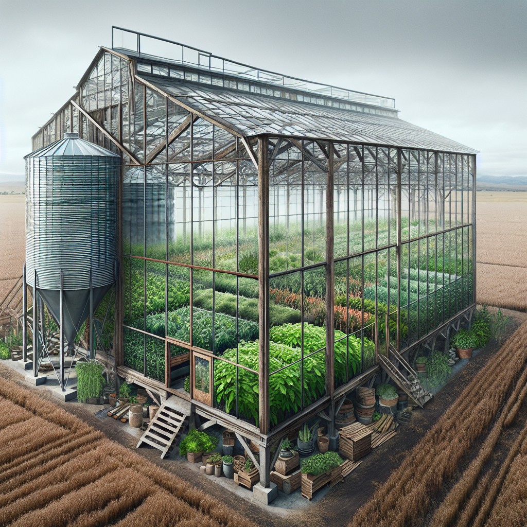 using recycled materials for grain bin greenhouse construction
