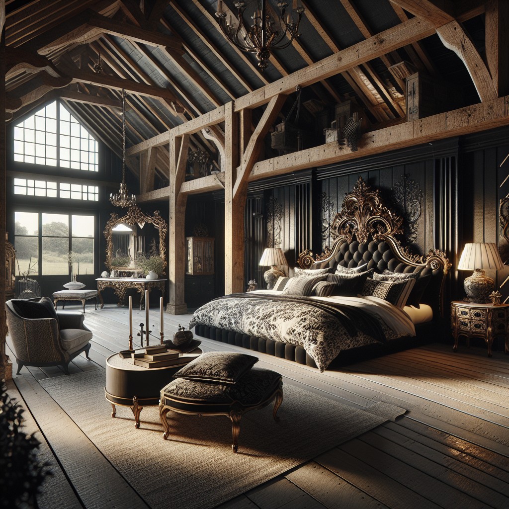 creating a luxurious black barn bedroom