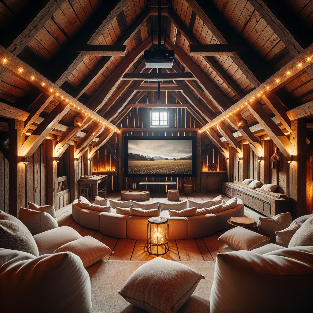 home theater in barn loft