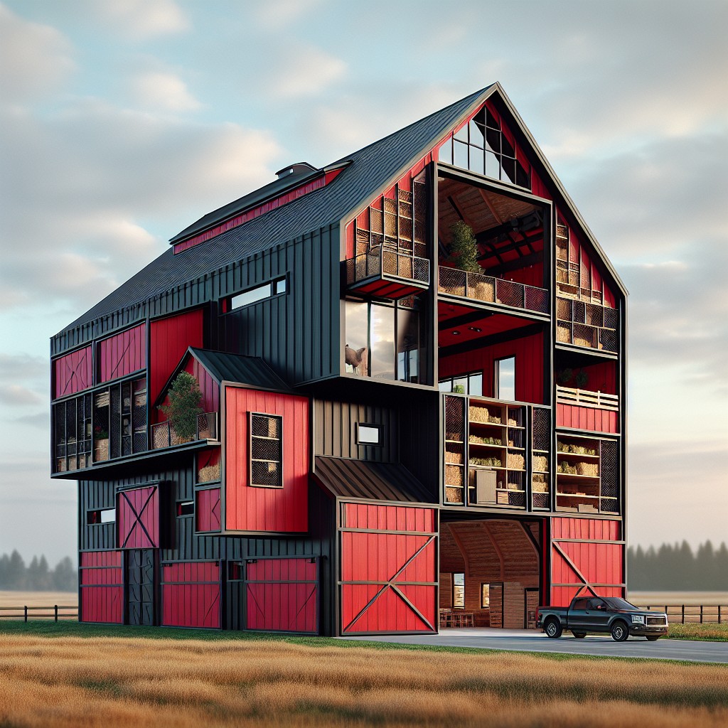 innovative red and black barn designs and functionality