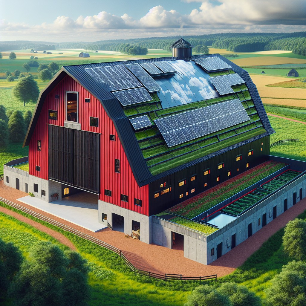 sustainable practices in building red and black barns