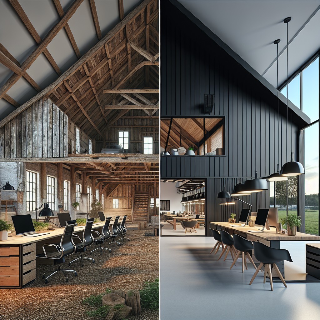 transforming old barn into black barn office space