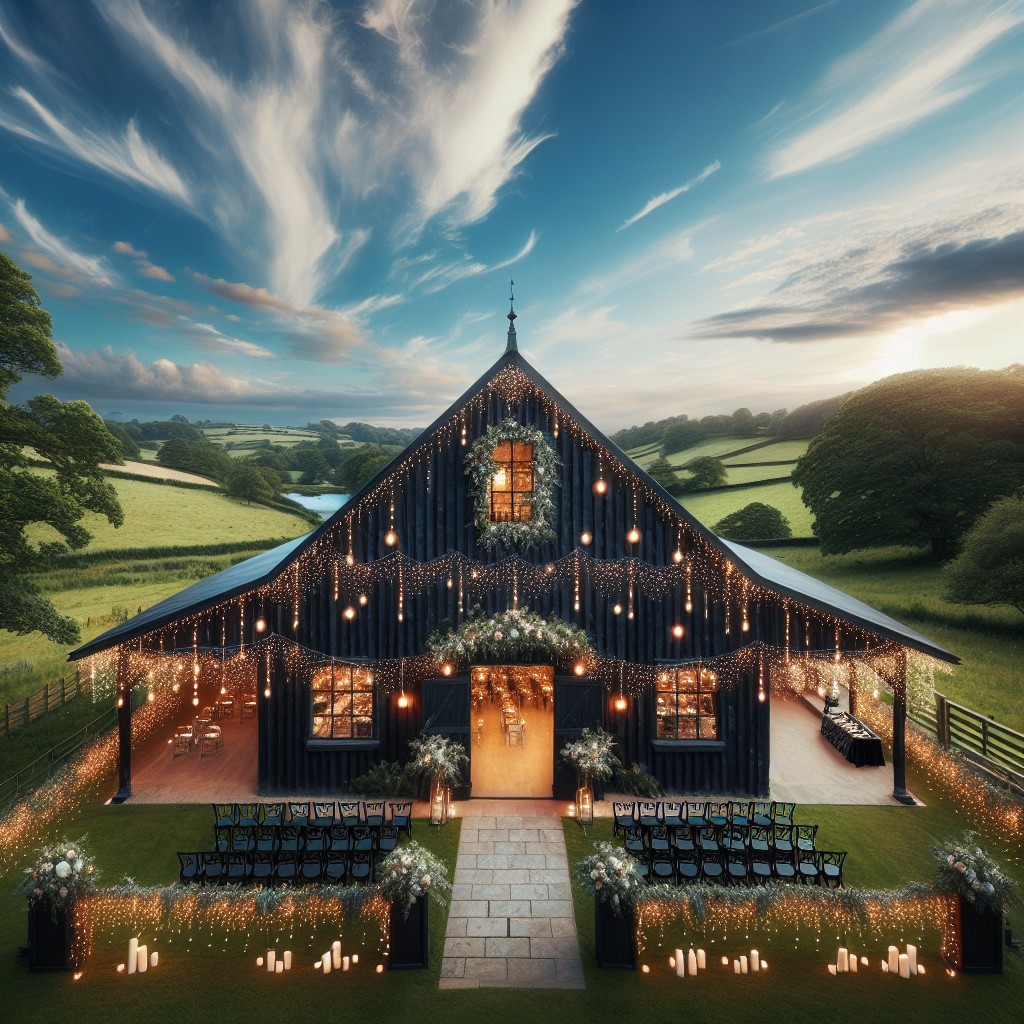 using a black barn as a wedding venue