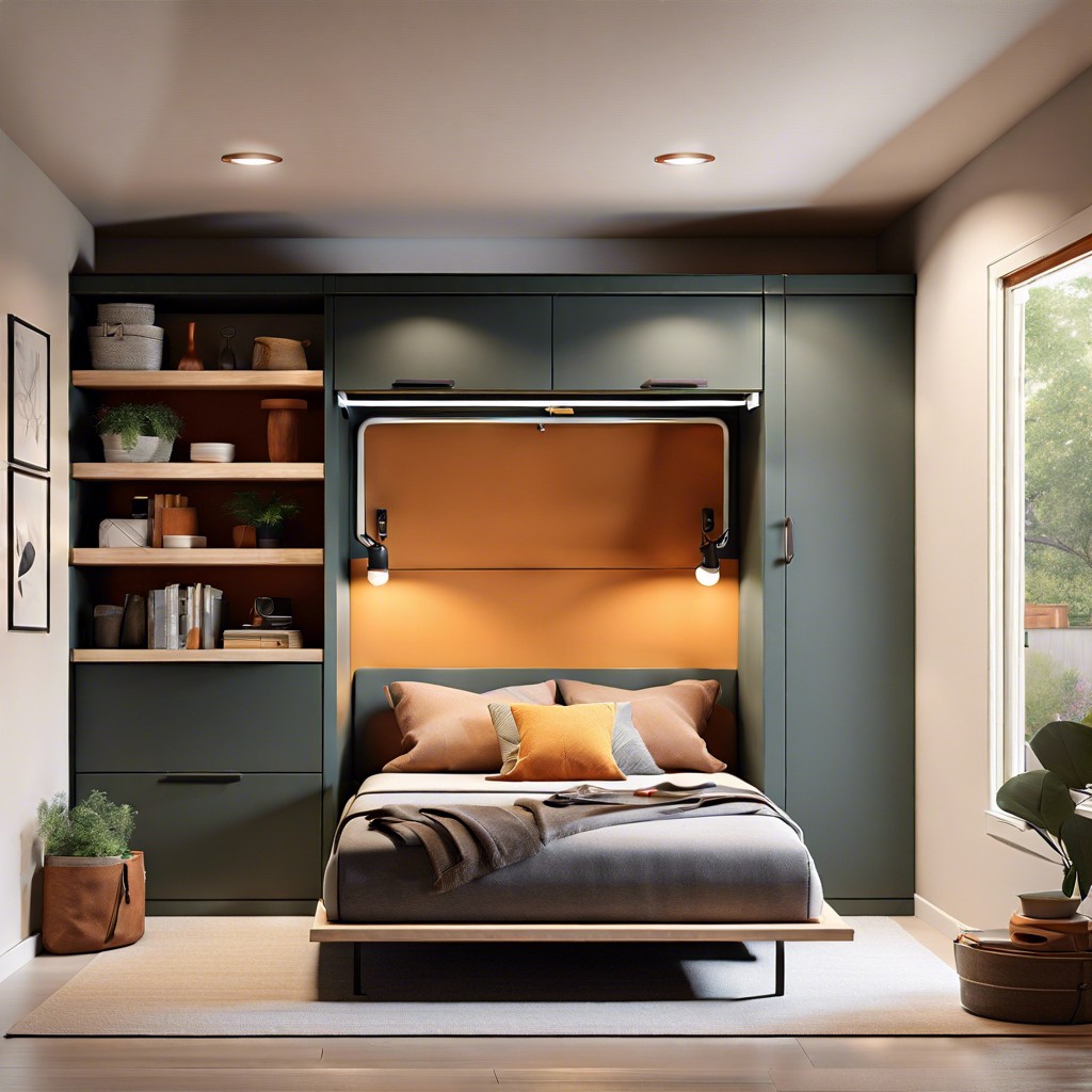 1 incorporate a murphy bed for space saving sleeping arrangements