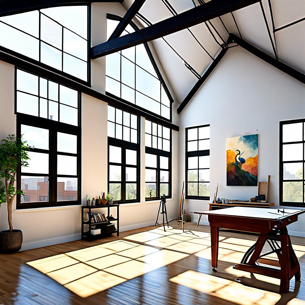 art studio loft adu designed with high ceilings and natural light for artists