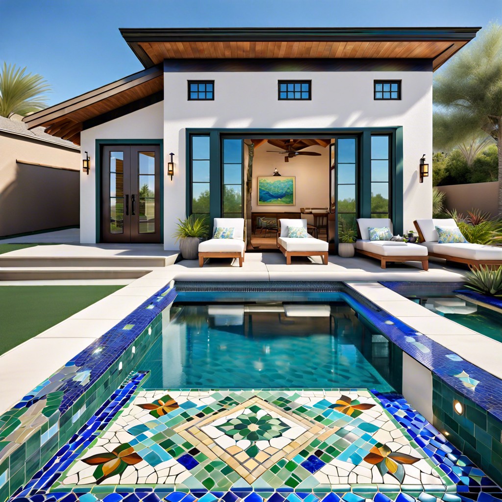 artistic mosaic pool surround