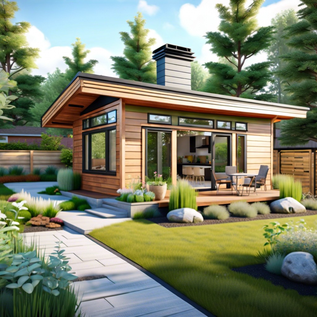 backyard bungalow with green roof