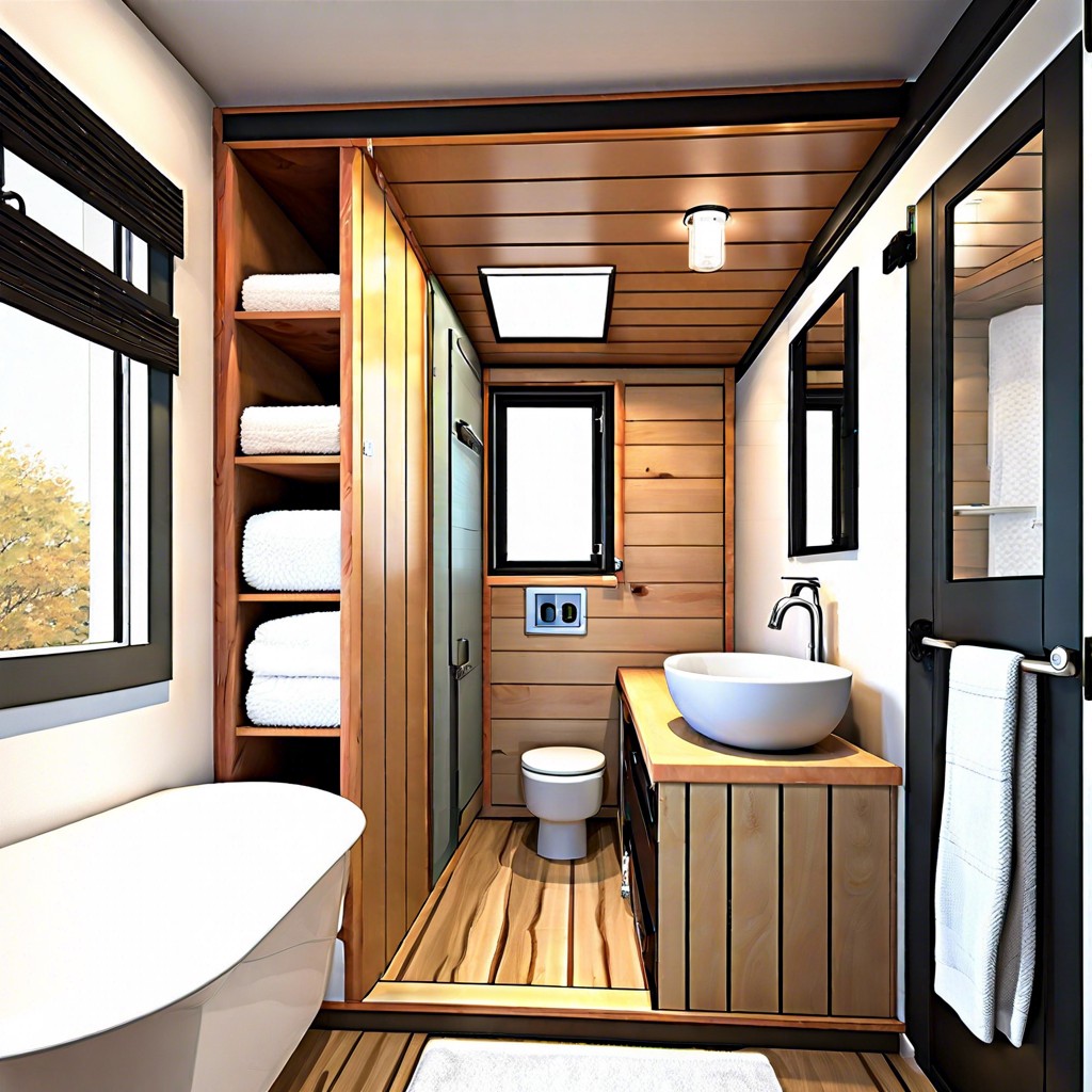 compact bathroom with wet bath design