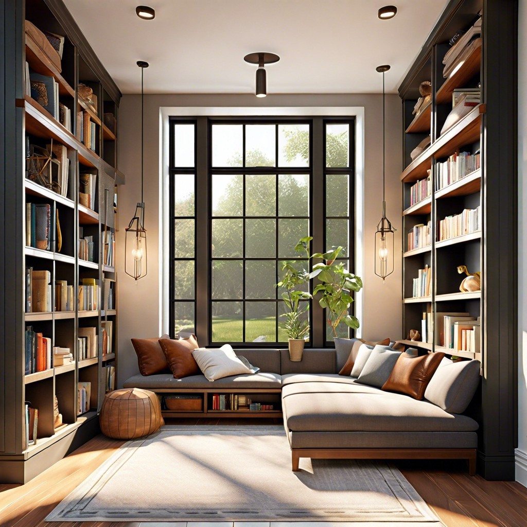 compact library nook loft space reading area