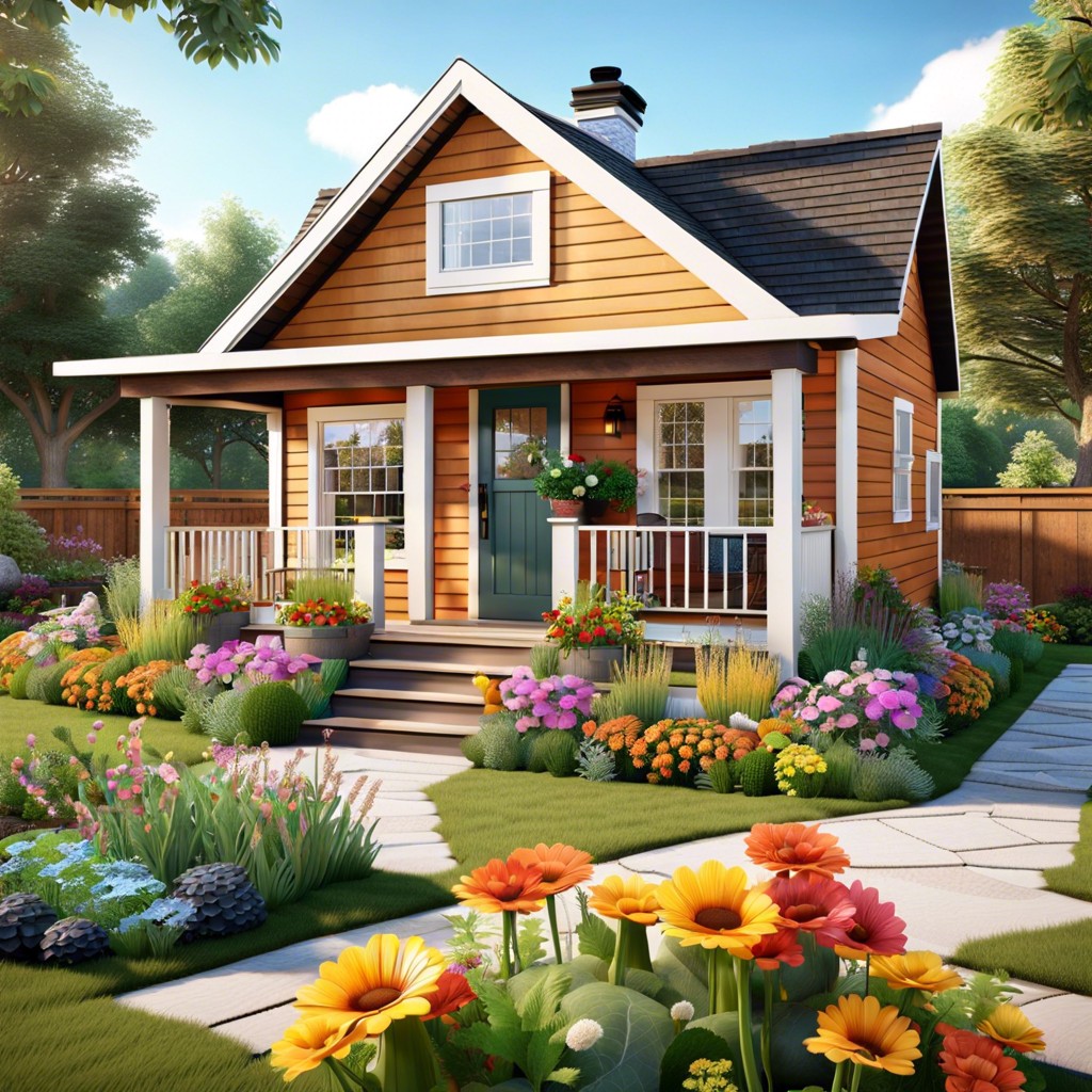 cottage charm adu with raised garden beds