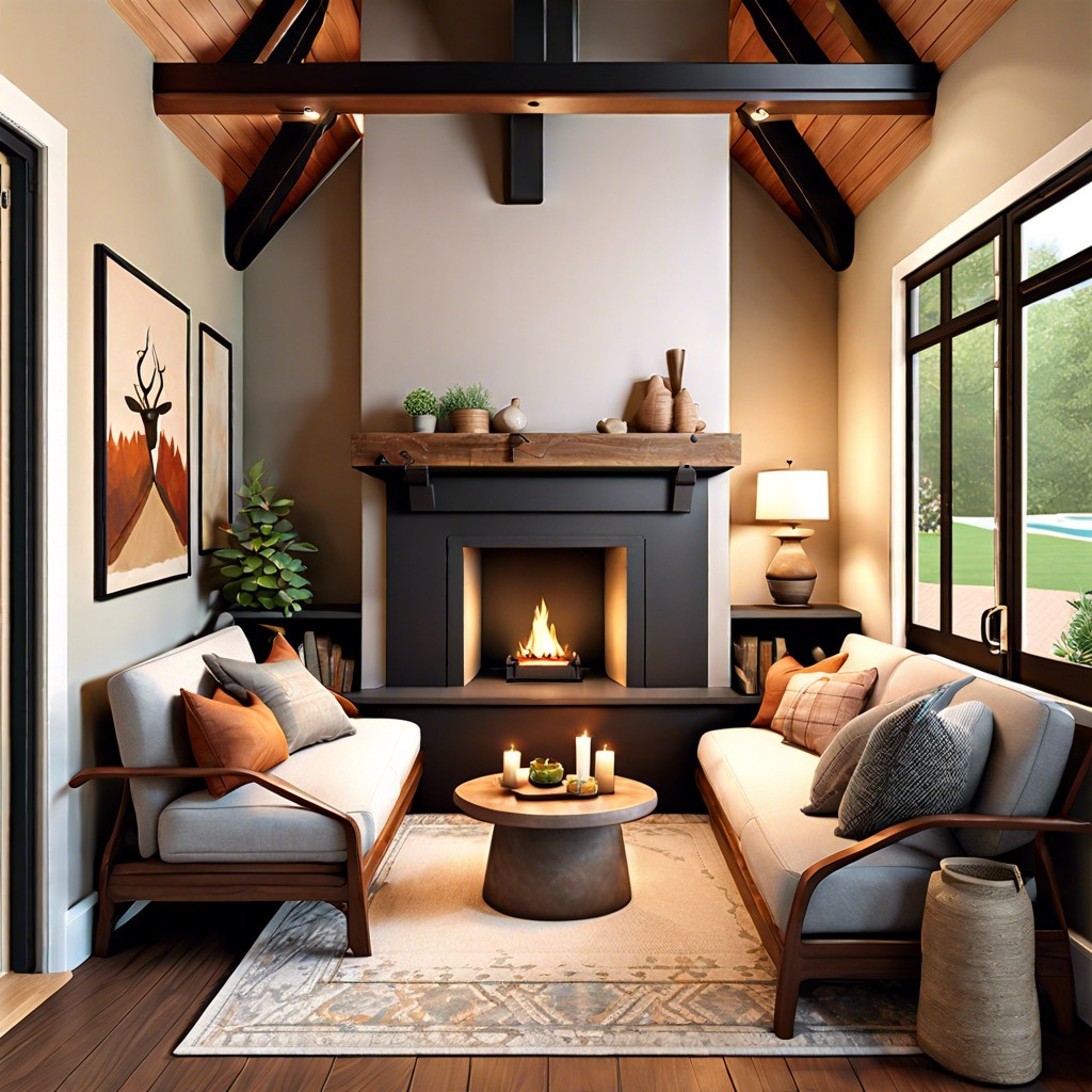 cozy carriage house with fireplace nook