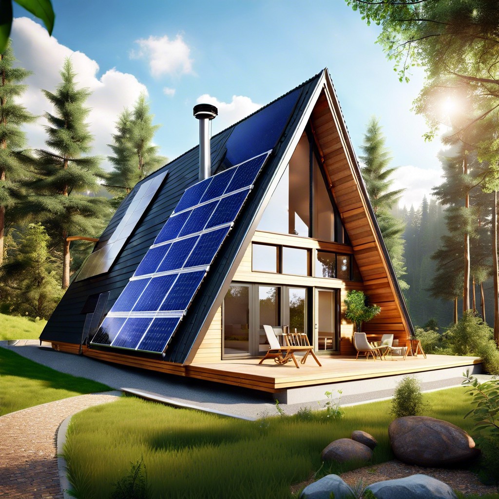 eco friendly a frame designs featuring solar panels and rainwater harvesting