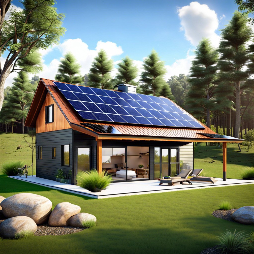 eco friendly barndominium adu with solar panels
