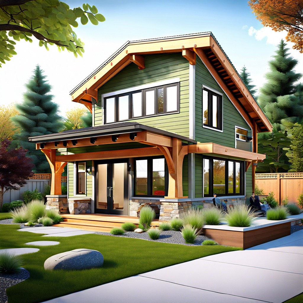 eco friendly craftsman adu with green roof