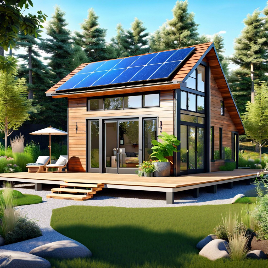 eco friendly modern farmhouse adu with solar panels
