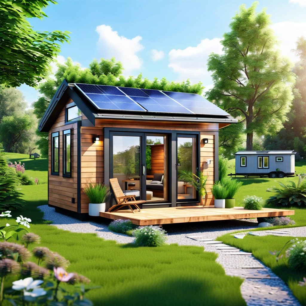 eco friendly tiny home with solar panels