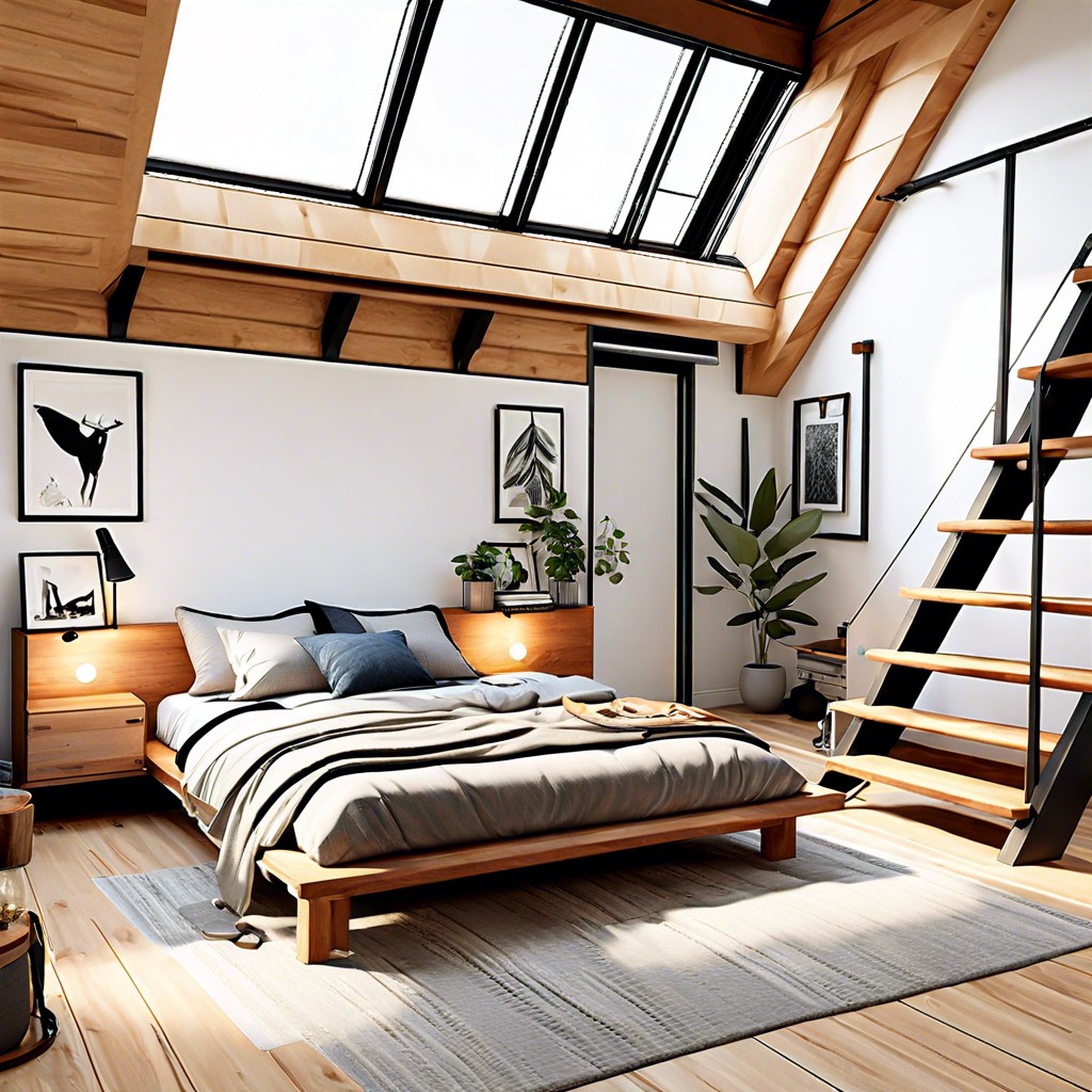 elevated sleeping quarters high ceiling bedroom design
