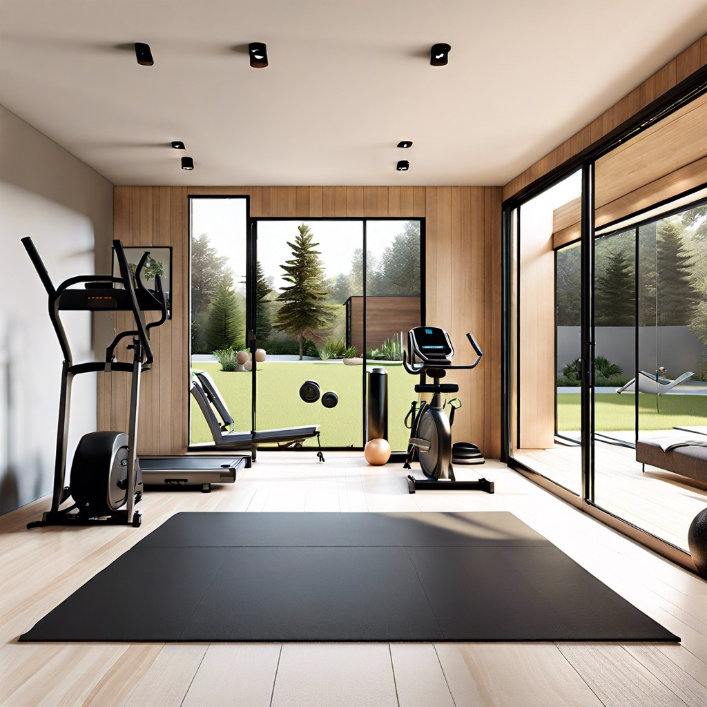 fitness focused a small gym area with fold away equipment for health enthusiasts
