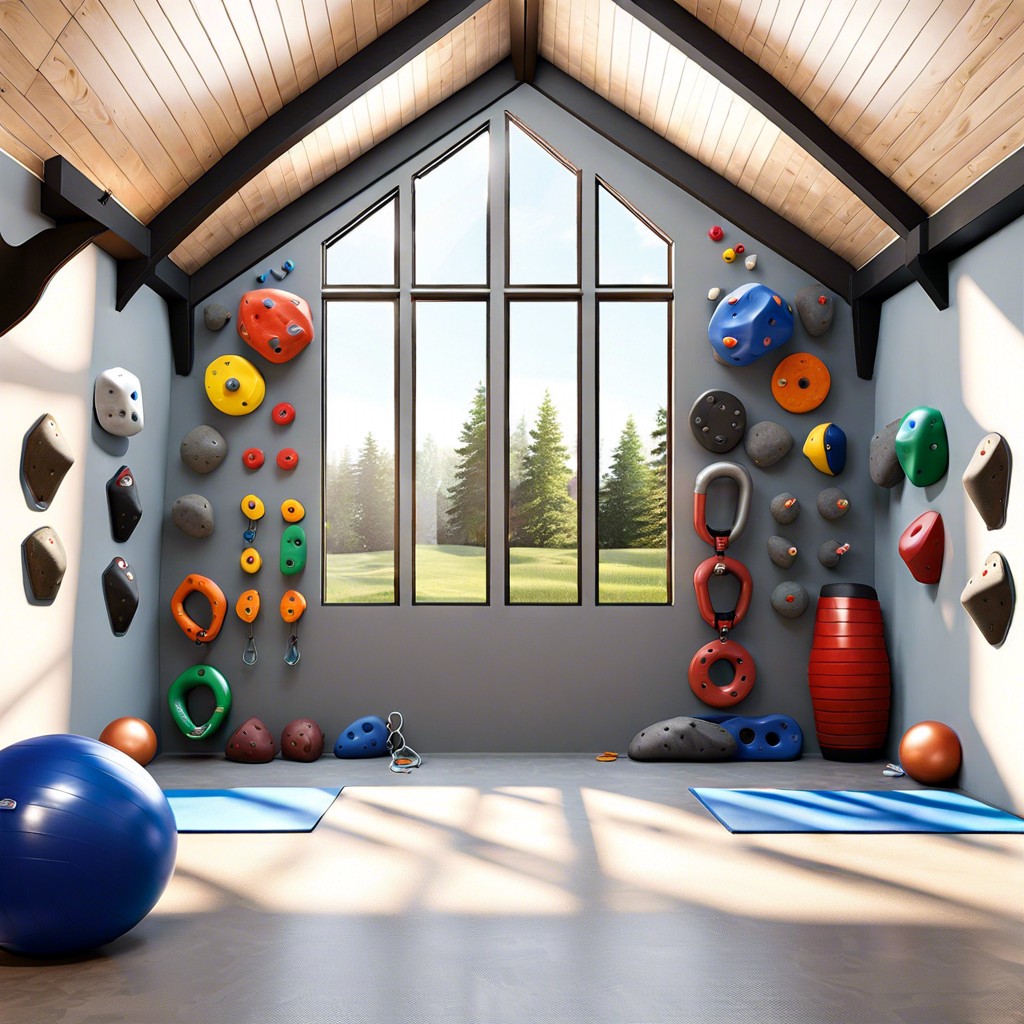 install an indoor rock climbing wall for fitness enthusiasts