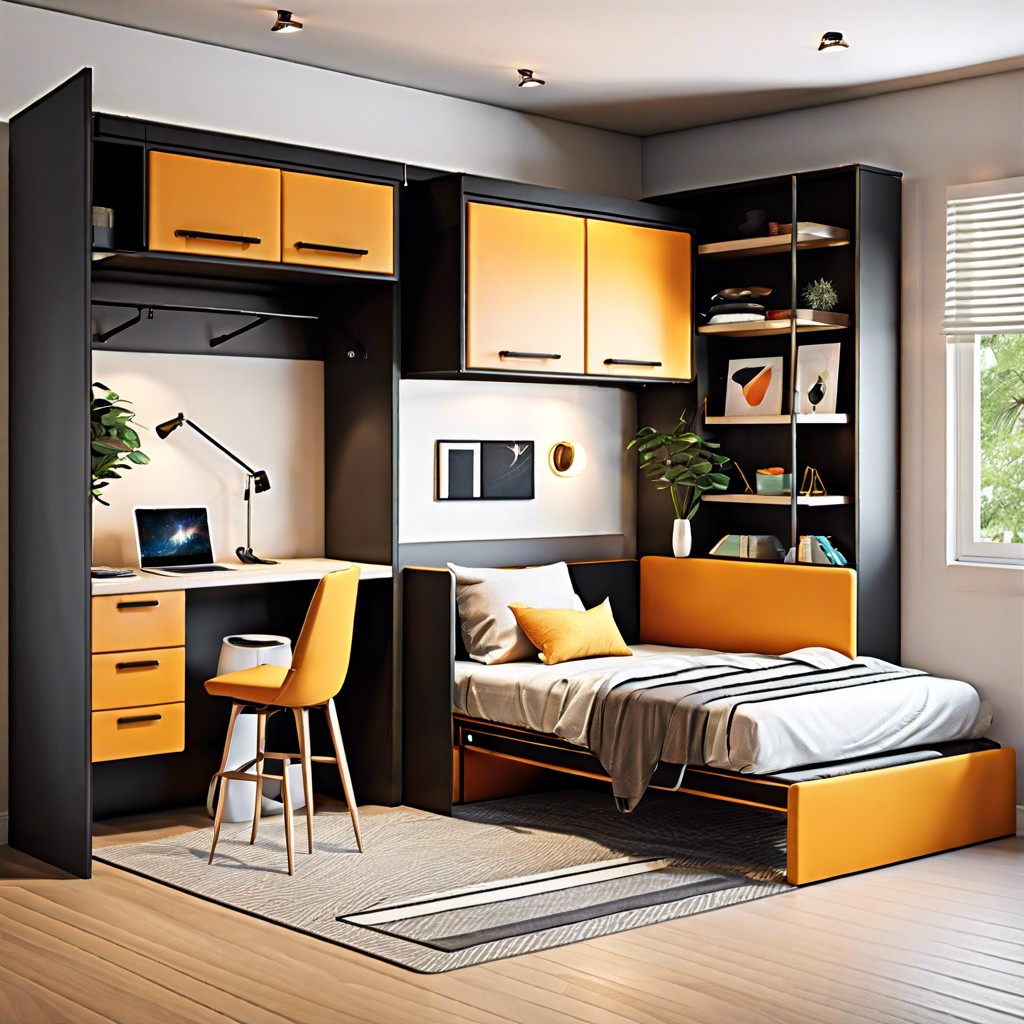 jadu murphy bed concepts living room by day bedroom by night
