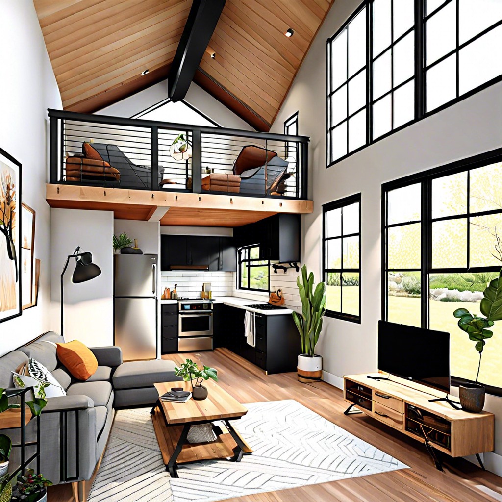 loft style 700 sq ft adu with vertical space