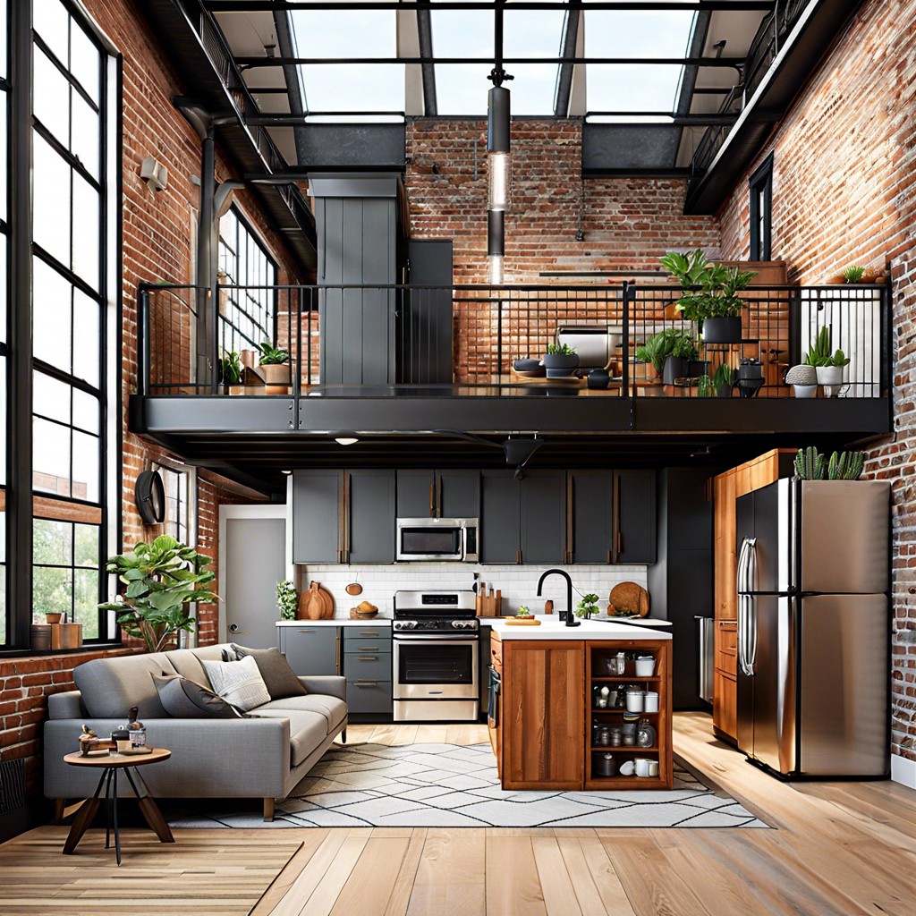 loft style adu with industrial aesthetics