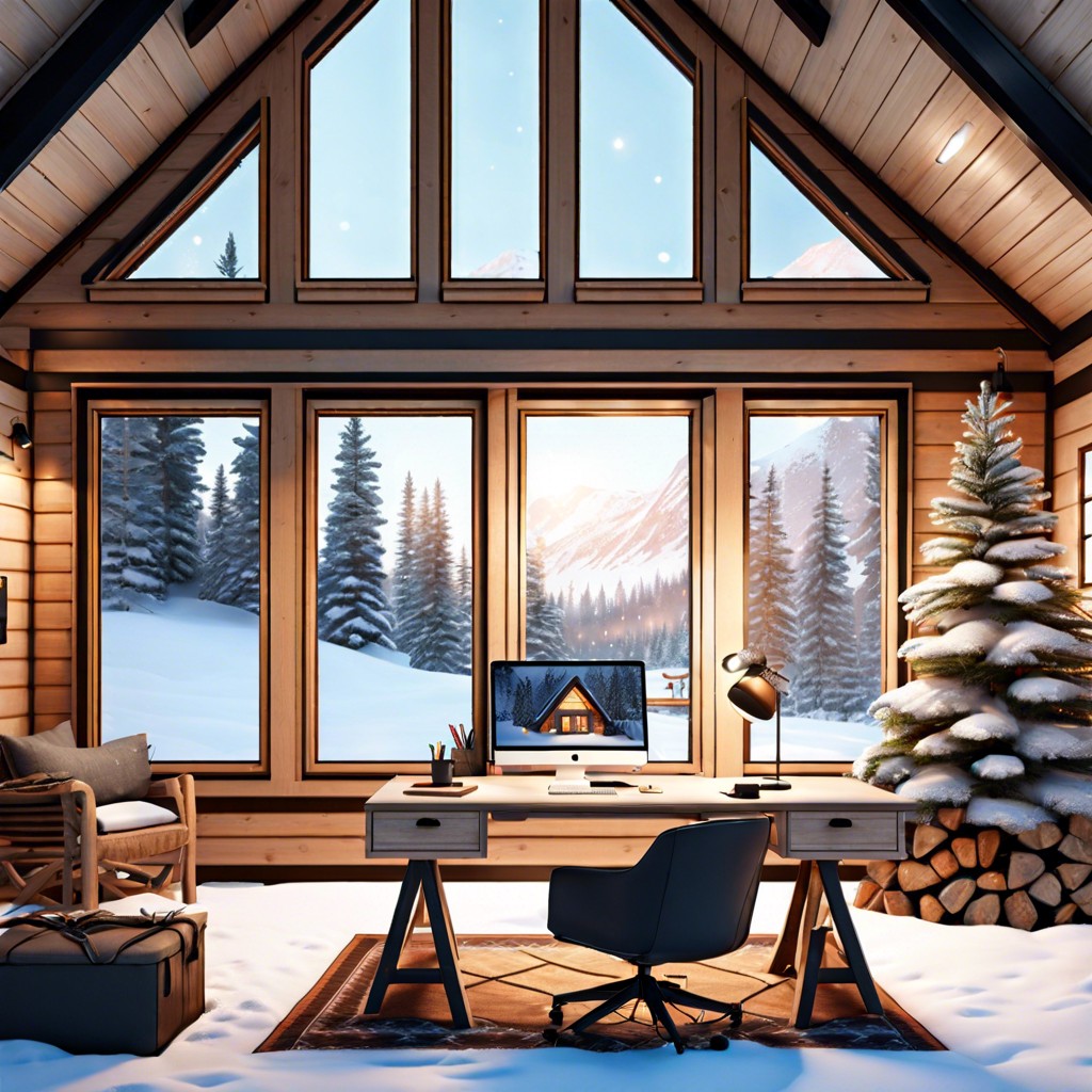 nordic cabin with fireplace