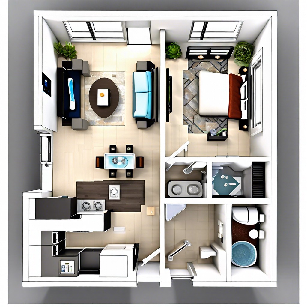 smart home integrated adu floor plans 800 sq ft
