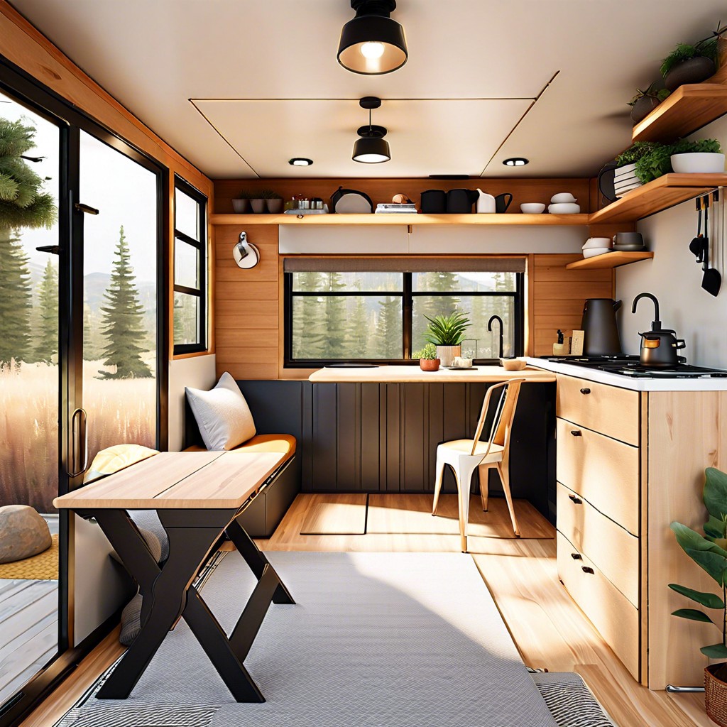 tiny home adu with multifunctional furniture