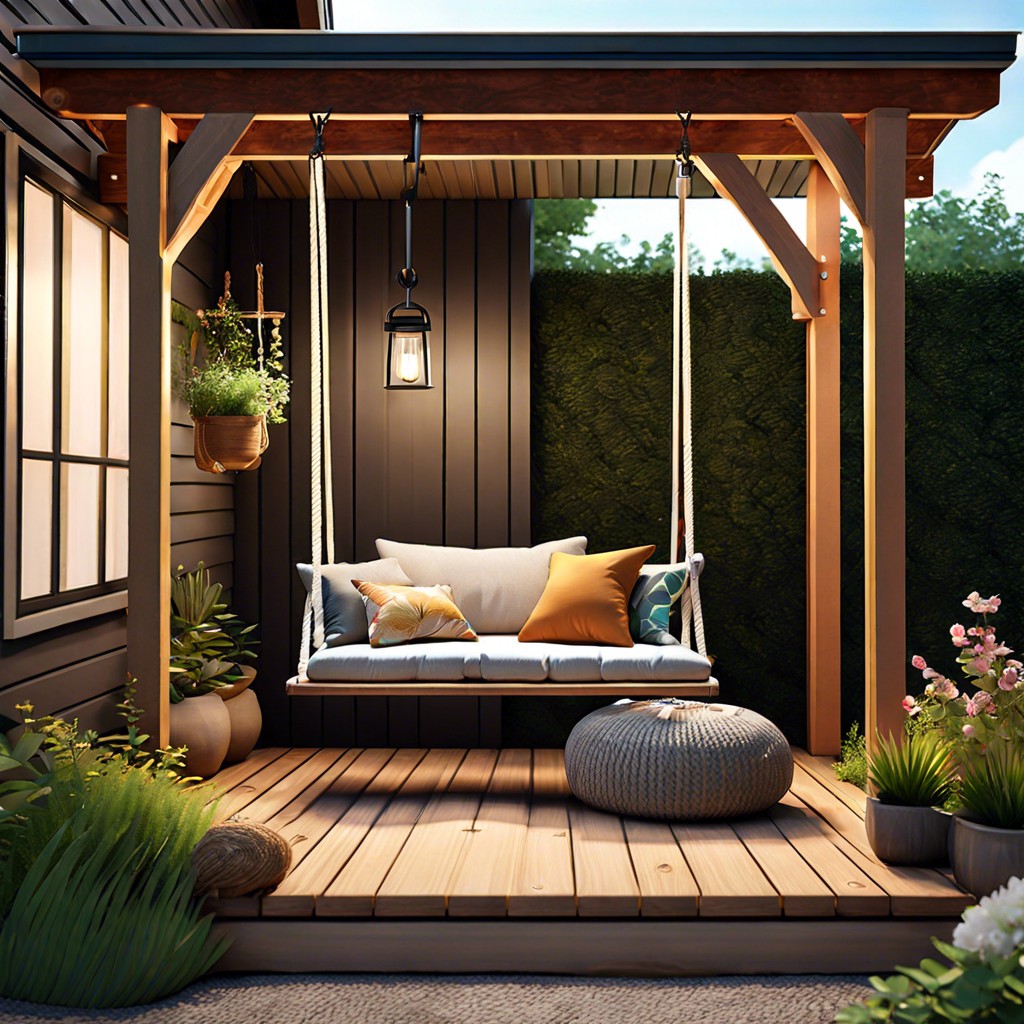 tiny porch with swing for relaxation