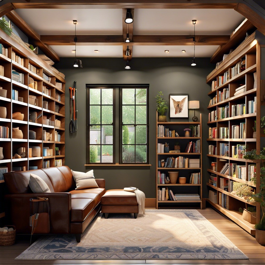 transform into a cozy library with built in bookshelves