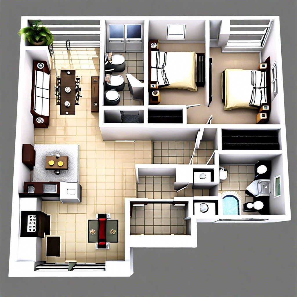 a 2 bedroom house design with 2 master suites features two large bedrooms each with its own