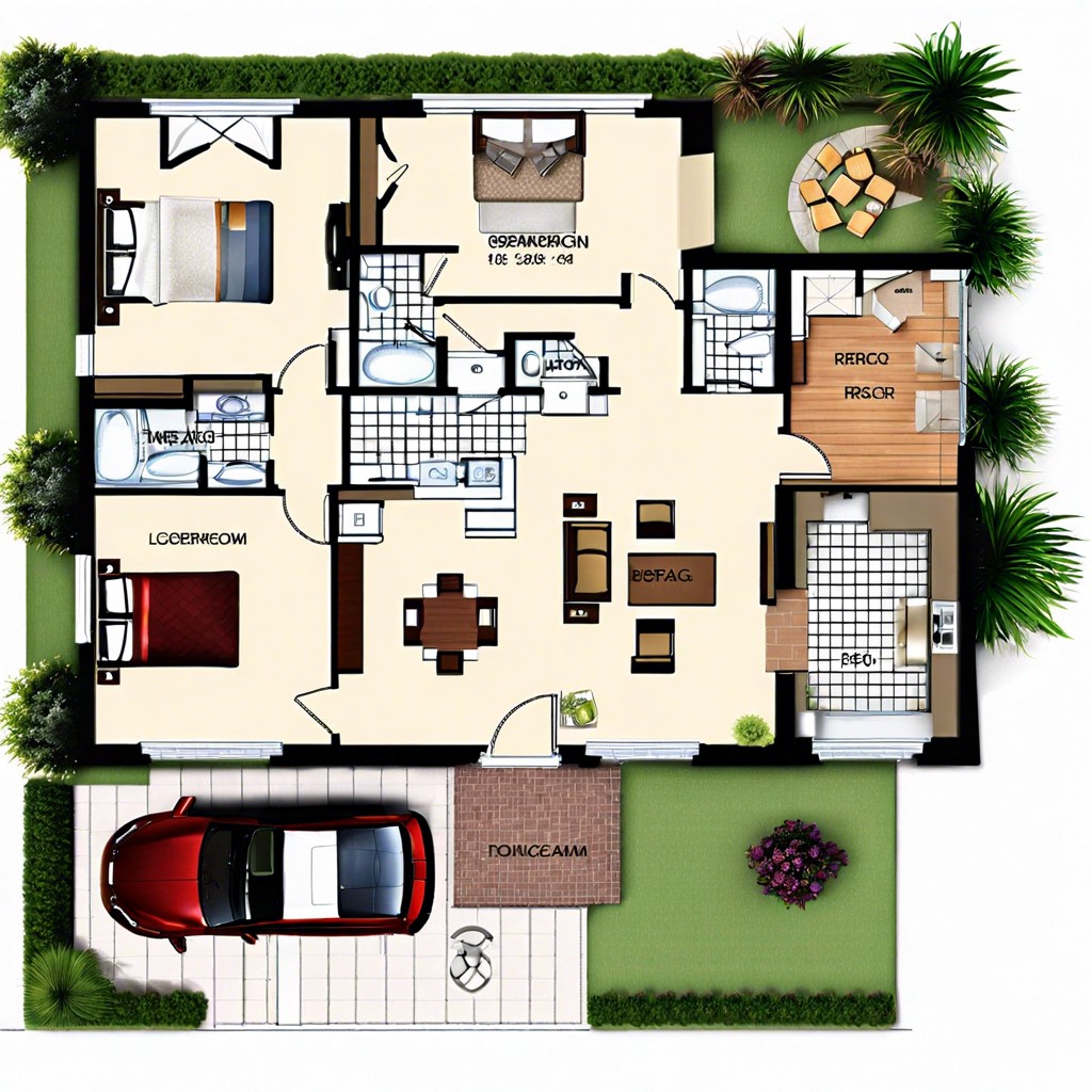 a 3 bedroom house with office floor plan is a blueprint for a home that includes three bedrooms