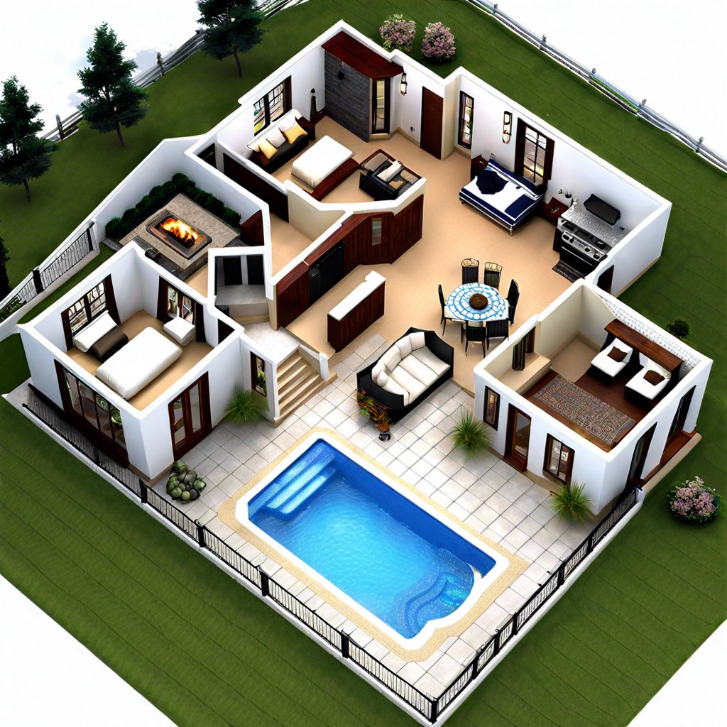 a 3 bedroom ranch house design with a basement is a single story home featuring three bedrooms on