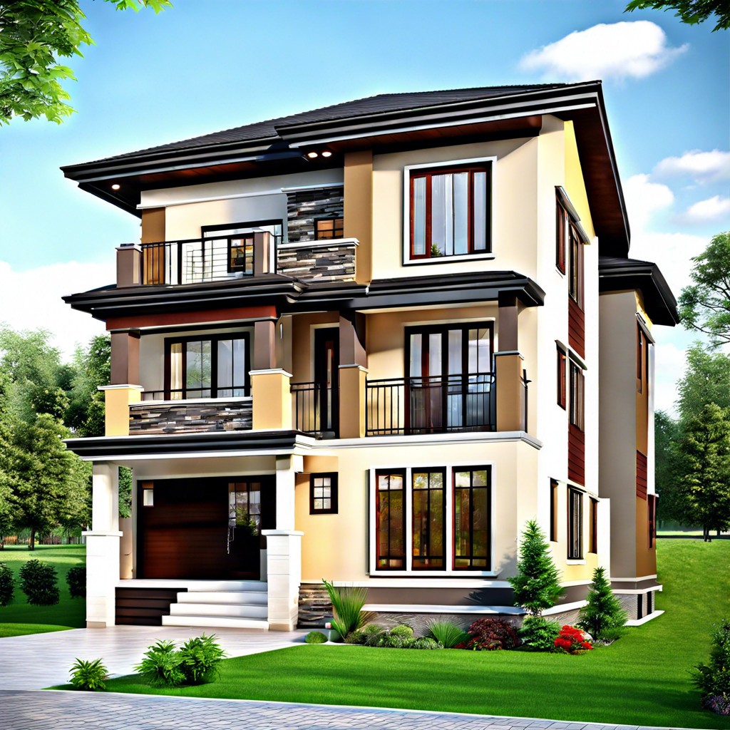 a 4 bedroom 2 story house design 3d is a digital blueprint showcasing a detailed multi floor