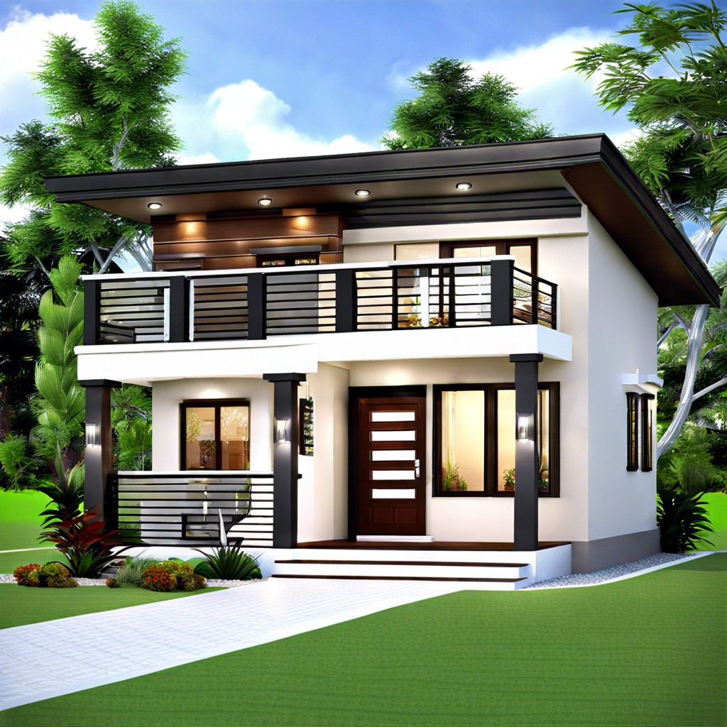 a compact and cozy house layout featuring three bedrooms and two bathrooms perfect for a small