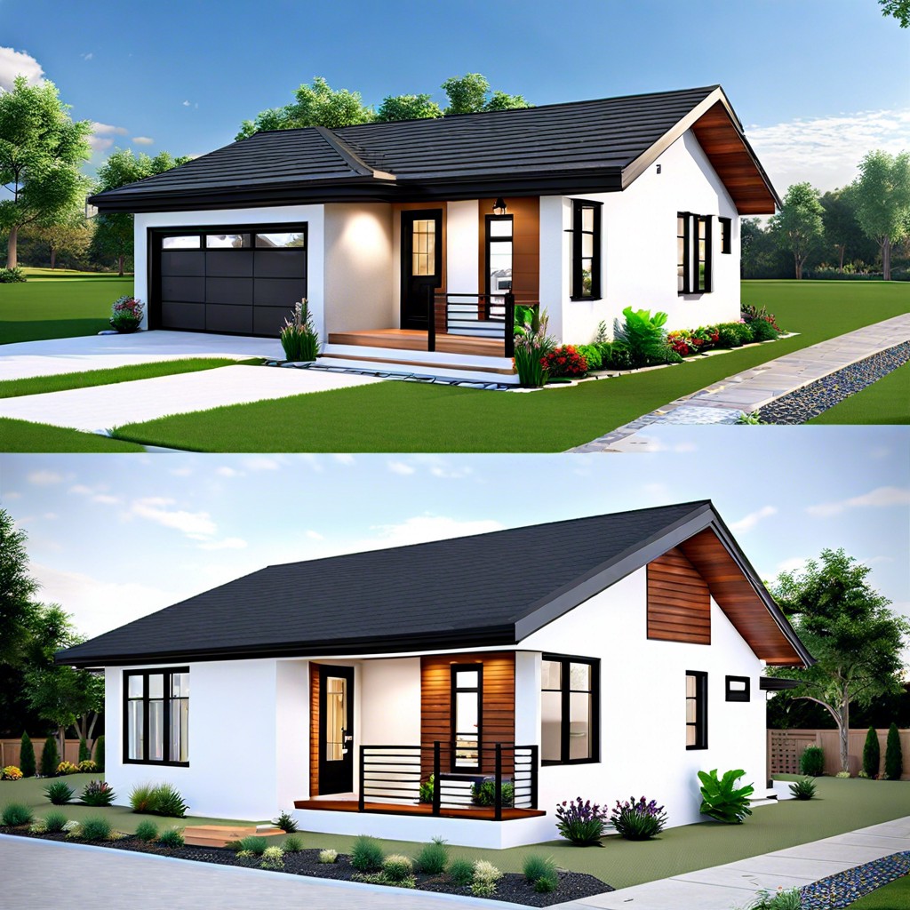 a cozy 1000 sq ft house design featuring 2 bedrooms and a garage for convenience and comfort