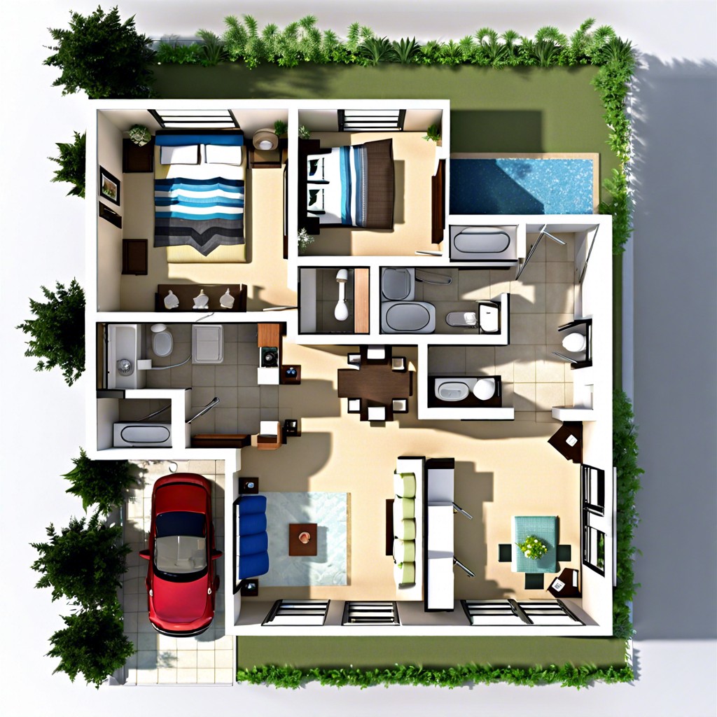 a cozy 2 bedroom house layout with 1000 square feet of living space perfect for small families or
