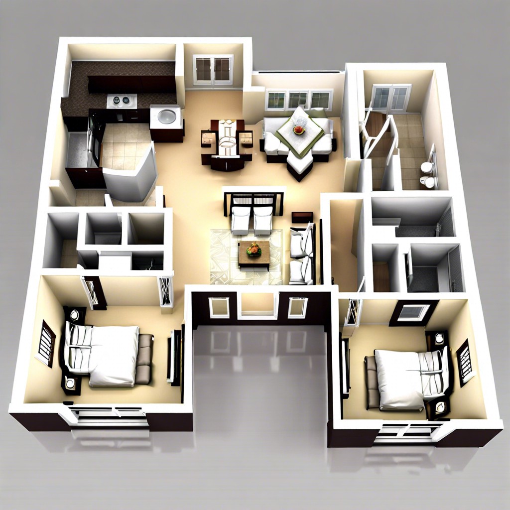 a floor plan for a 3 bedroom 2 bath house is a detailed blueprint showing the arrangement and size