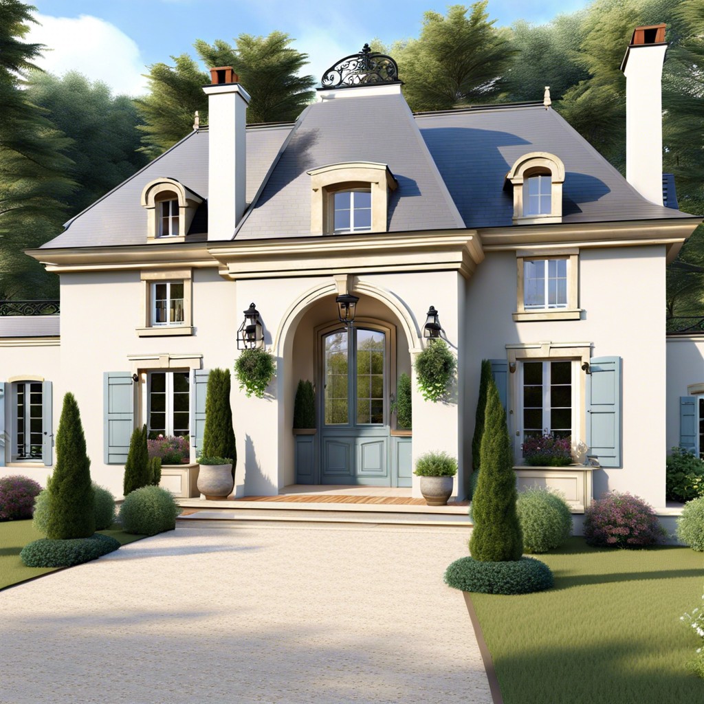 a french country house design with a porte cochere blends rustic charm with elegance featuring an
