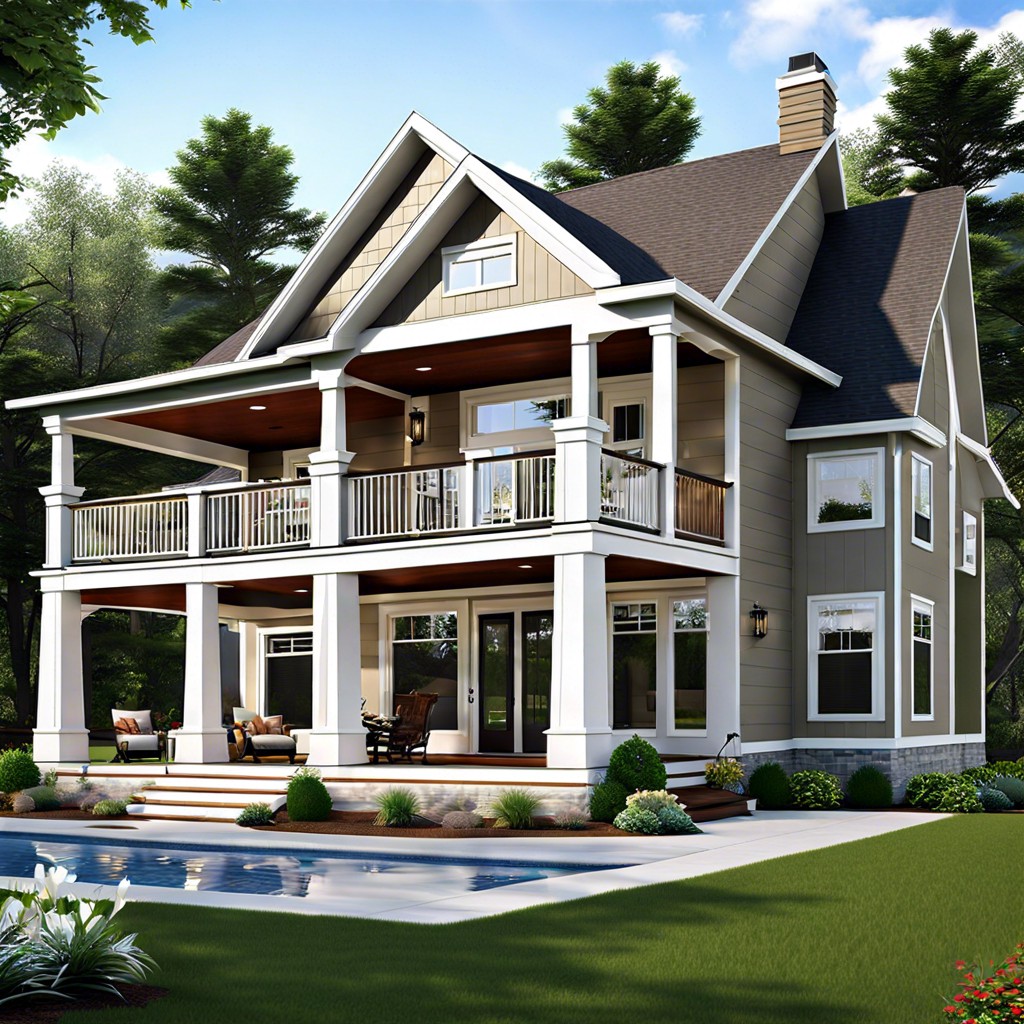 a house design with large covered back porches is a plan for a home that includes spacious and